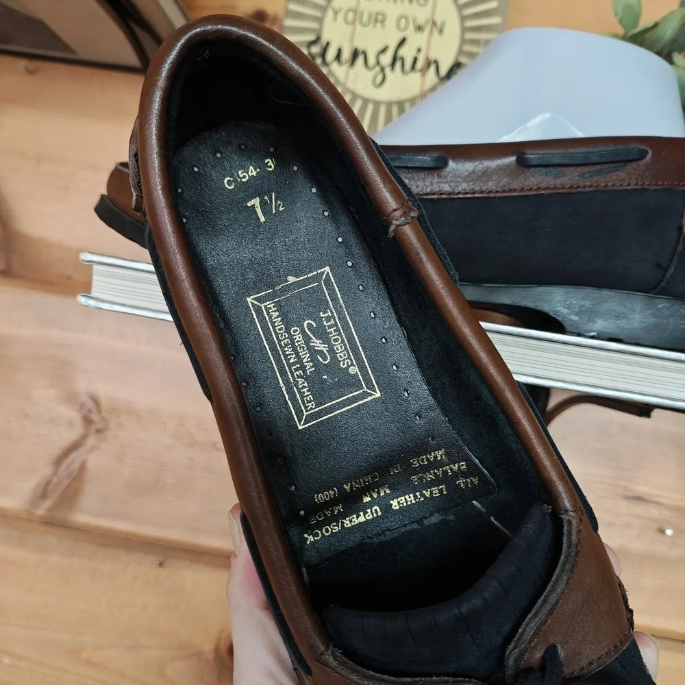JJ Hobbs Vintage Handsewn Leather Driving Loafer Moc Kiltie Bow Classic Rare 7.5